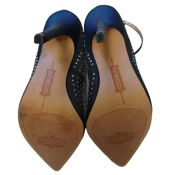 Zigi Soho Black Slingback Gold Silver  Adornments Pointed Toe Size 7 - Picture 7 of 10